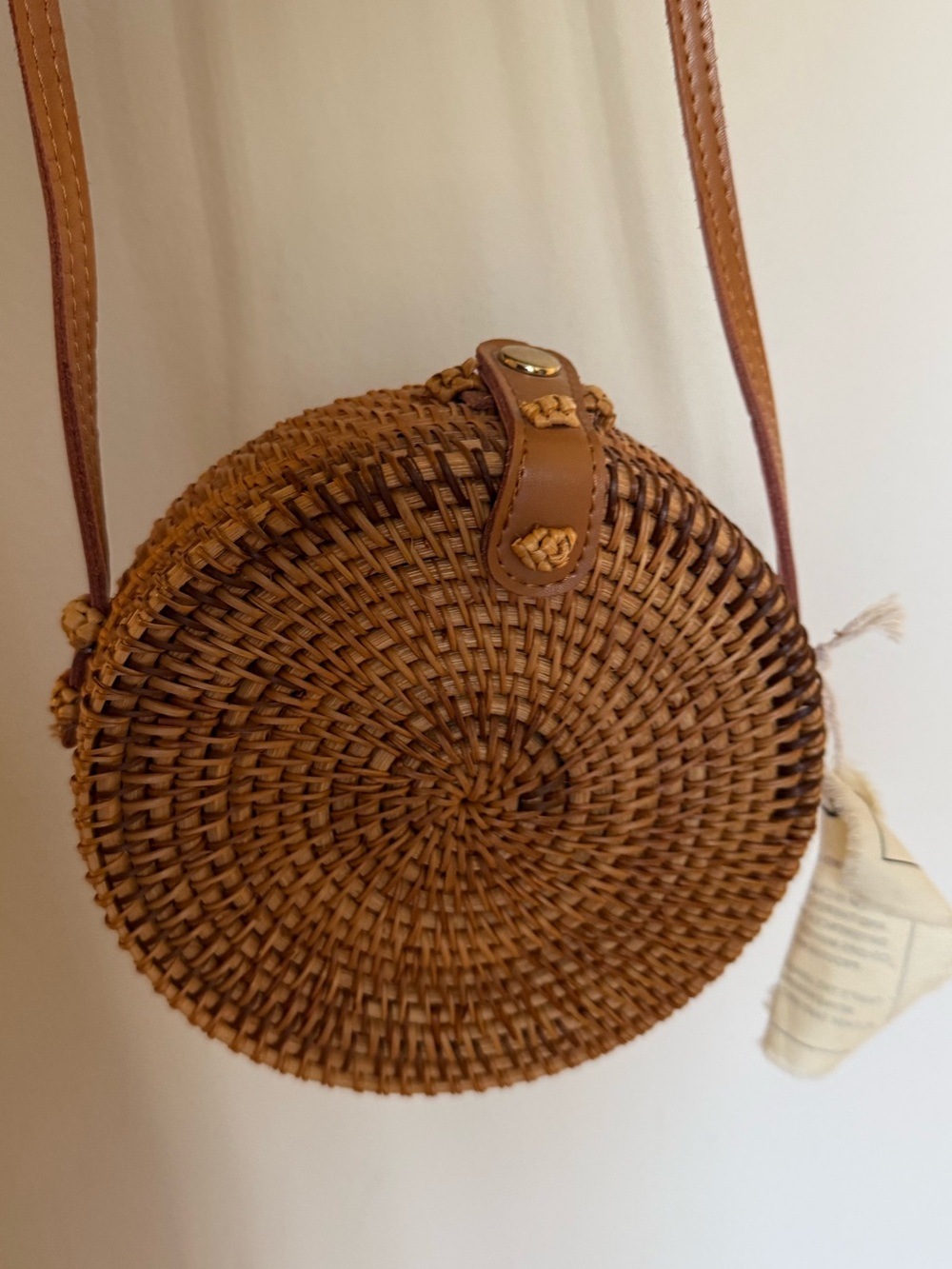 Urban Outfitters Woven Round Crossbody Bag in Tan
